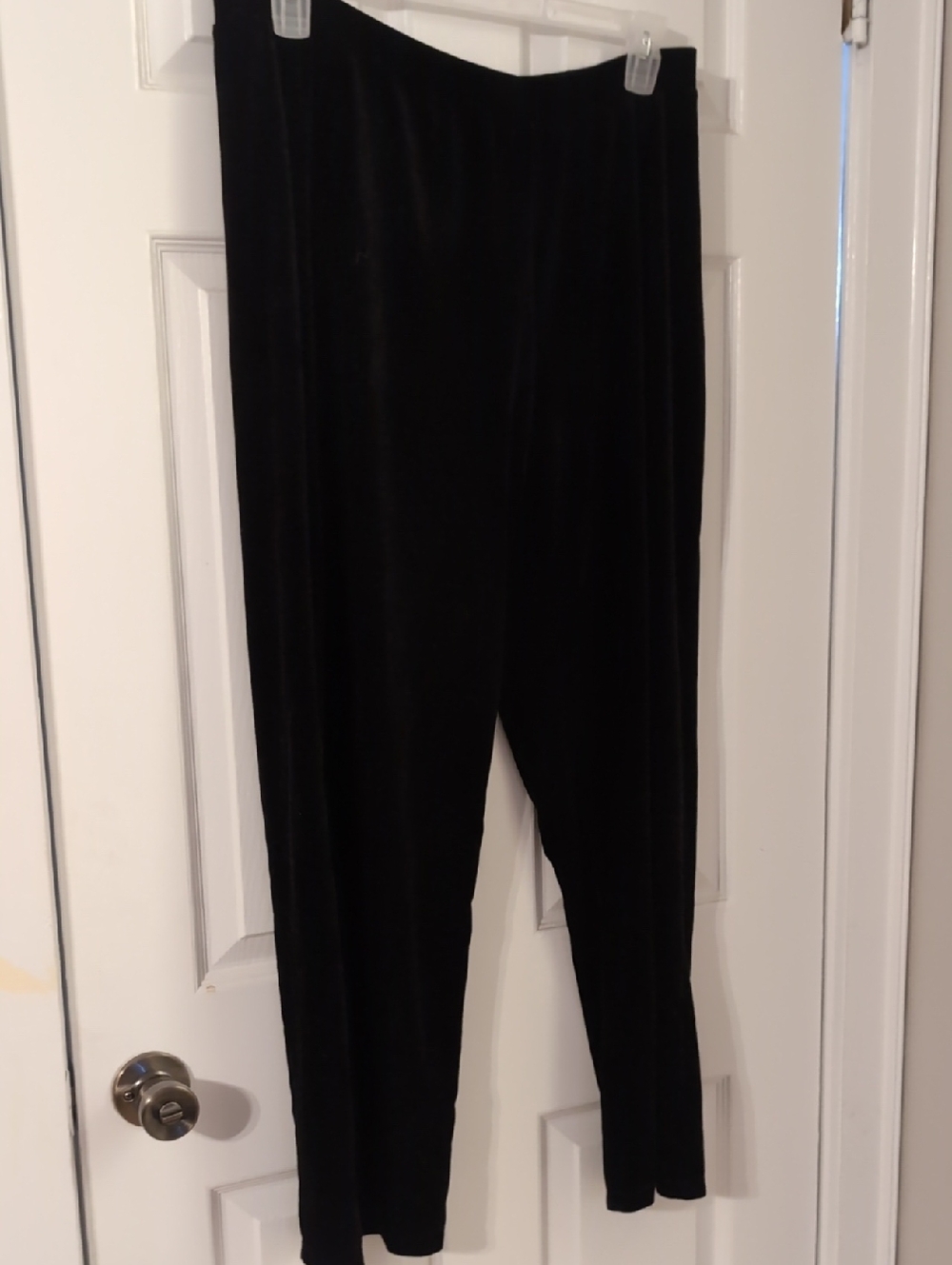 Jones New York Black Velvet High-Rise Wide Leg Leggings